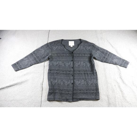Victoria's Secret Country Cardigan L Gray Fair Isle Sweater Vintage Hong Kong - Picture 1 of 5